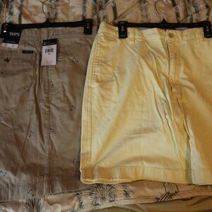 2 shorts chaps 36  martini glass has new with tag, yellow shorts